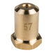 A gold brass #57 hood orifice with a 3/8-27UNS thread.