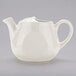 A white Tuxton china teapot with a handle.