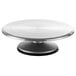 A silver stainless steel Matfer Bourgeat revolving cake stand with a black circular base.