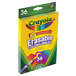 A yellow and green box of Crayola 36 Assorted Erasable Colored Pencils.