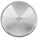 A close-up of the Vigor stainless steel lid for a saute pan or stock pot with a circular handle.