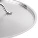A close-up of a Vigor stainless steel lid with a handle.