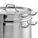 A Vigor stainless steel pasta cooker pot with handles and lids.