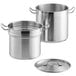 A Vigor stainless steel pot with lid and handle.