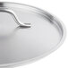 A close-up of a silver Vigor SS1 Series stainless steel stock pot lid with a handle.