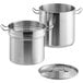 A Vigor stainless steel pot with lid and handle.