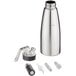 A stainless steel iSi Cream Profi whipped cream dispenser bottle with a lid and accessories.