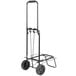 A black hand truck with wheels and a handle.