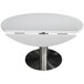 A Carrera white Art Marble table top on a metal base.