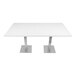 A white rectangular Art Marble Furniture table with metal legs.
