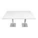 An Art Marble Furniture Carrera White Quartz table top on a table with silver legs.