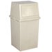 A beige Continental square waste receptacle with a hinged lid.
