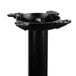 A black metal Lancaster Table & Seating bar height table base with a round column and screw.