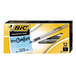 A box of Bic Round Stic Grip Xtra Comfort black pens on a white background.
