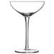 A clear Chef & Sommelier coupe wine glass with a long stem.