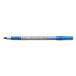 A Bic Xtra Comfort ballpoint pen with a blue cap and silver tip.