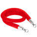 A red rope with silver metal ends.