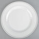 WNA Comet MP10WSLVR 10 1/4" White Masterpiece Plastic Plate with Silver Accent Bands - 12/Pack Main Thumbnail 2