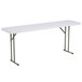 Lancaster Table & Seating 18" x 72" Granite White Heavy-Duty Blow Molded Plastic Folding Table Main Thumbnail 3
