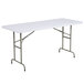 Lancaster Table & Seating 30" x 72" Granite White Heavy-Duty Blow Molded Adjustable Height Plastic Folding Table Main Thumbnail 3