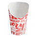A white paper Choice container with a red and white hot food design.