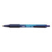 A Bic Soft Feel blue pen with a blue cap.