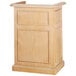A Bon Chef pickled oak wooden podium with a wooden base and top.