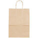 Small 9 5/8" x 5 1/4" x 13 3/8" Natural Kraft Shopping Bag with Handles - 250/Bundle Main Thumbnail 3