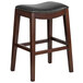 Flash Furniture TA-411030-CA-GG Cappuccino Wood Bar Height Stool with Black Leather Saddle Seat Main Thumbnail 1