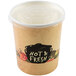 A white Choice paper container with a vented plastic lid containing hot food and soup.