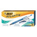 The blue and white box of Bic Atlantis Exact Blue Ink pens.