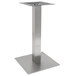 An Art Marble Furniture square brushed stainless steel table base.