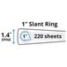 A diagram of a red Avery slant ring with the number of sheets.