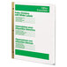 A white file folder with green Avery labels on 8 tabs.