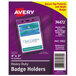 Avery® 74472 4" x 3" Clear Vertical Secure Top Heavy-Duty Badge Holder - 25/Pack Main Thumbnail 1