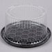 A D&W Fine Pack clear plastic container with a clear dome lid for 2-3 layer cakes.