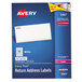 Avery® 5967 1/2" x 1 3/4" White Return Address Labels - 20000/Box Main Thumbnail 1
