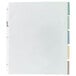 A white paper with Avery clear sheet protectors with 5 different colored tabs.