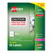 A package of 100 white Avery® ID labels with green and white text.