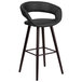 Flash Furniture CH-152560-BK-VY-GG Brynn Series Cappuccino Wood Bar Height Stool with Black Vinyl Seat Main Thumbnail 1