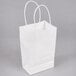 Duro Gem White Paper Shopping Bag with Handles 5 1/4" x 3 1/4" x 8 3/8" - 250/Bundle Main Thumbnail 3