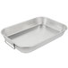A silver aluminum Vollrath rectangular baking and roasting pan with handles.