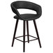Flash Furniture CH-152561-BK-VY-GG Brynn Series Cappuccino Wood Counter Height Stool with Black Vinyl Seat Main Thumbnail 1