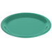 A close-up of a green Carlisle Sierrus melamine pie plate with a white background.