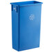 Lavex Janitorial 23 Gallon Blue Slim Rectangular Recycle Bin Main Thumbnail 3