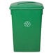 A green Lavex slim rectangular recycling can with a green lid and a slot for recycling.