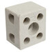 A white cube-shaped terminal block with holes.