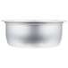 A stainless steel bowl on a white background.