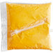 A white plastic bag of yellow Carnival King cheddar cheese sauce.