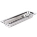 A Vollrath Miramar 1/2 size long decorative food pan in stainless steel.